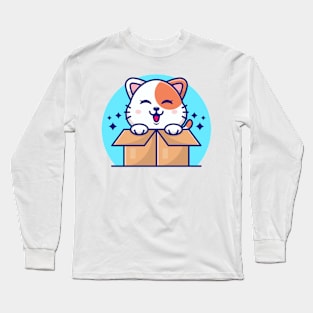 Happy cute cats in paper box Long Sleeve T-Shirt